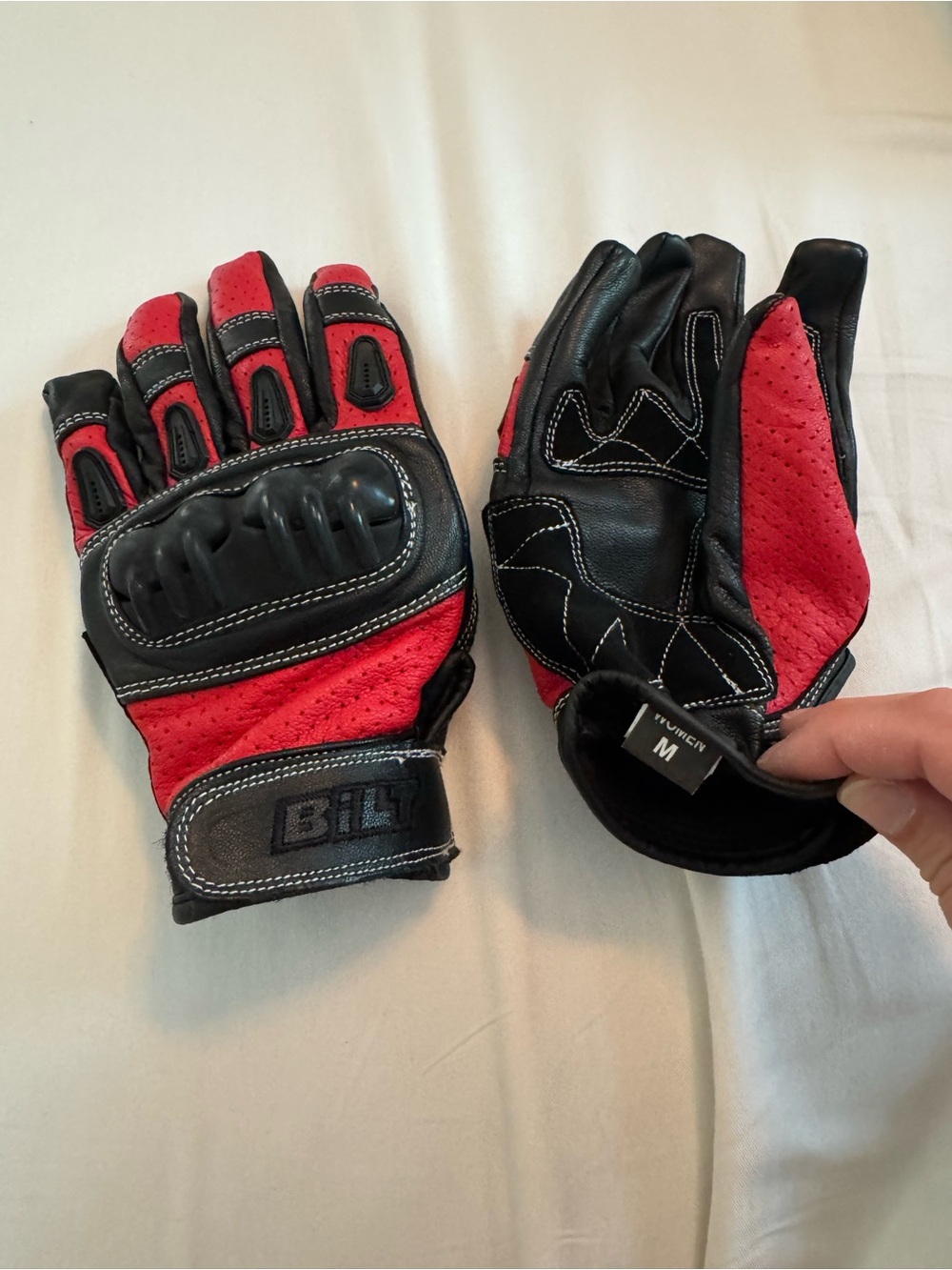Red and Black Motorcycle Gloves - Medium